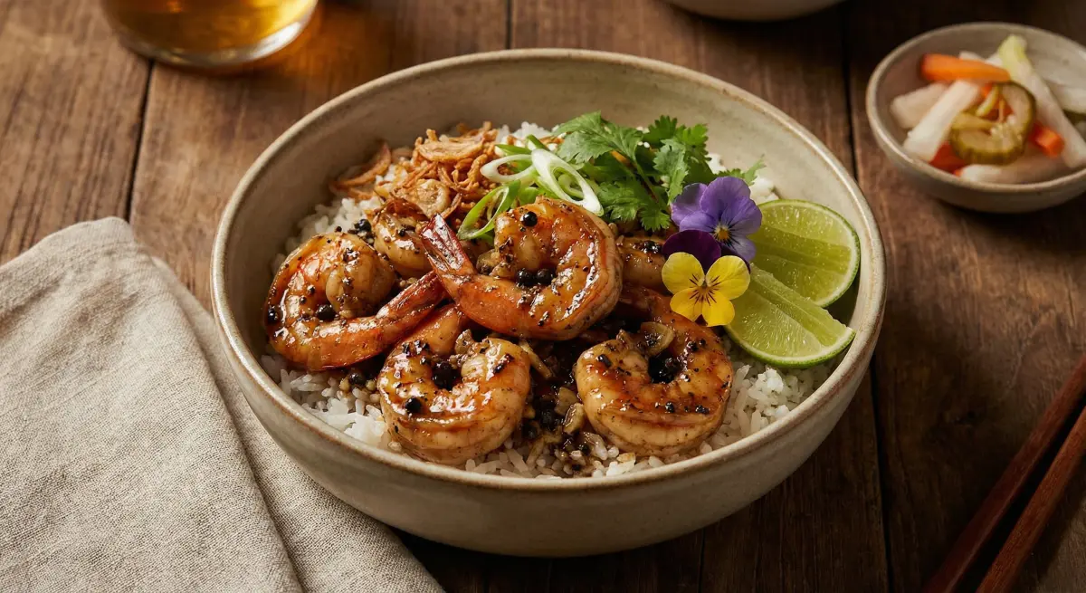 黑椒虾仁盖饭 - 海鲜系列